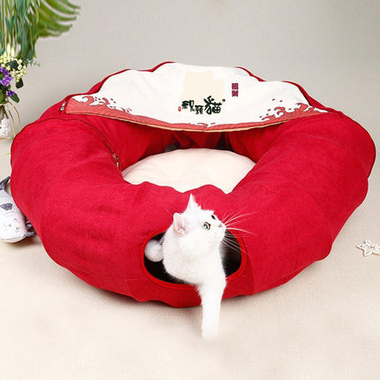 Large Multi-Functional Cat Tunnel Bed and Cat Toy Interactive Pet Playhouse