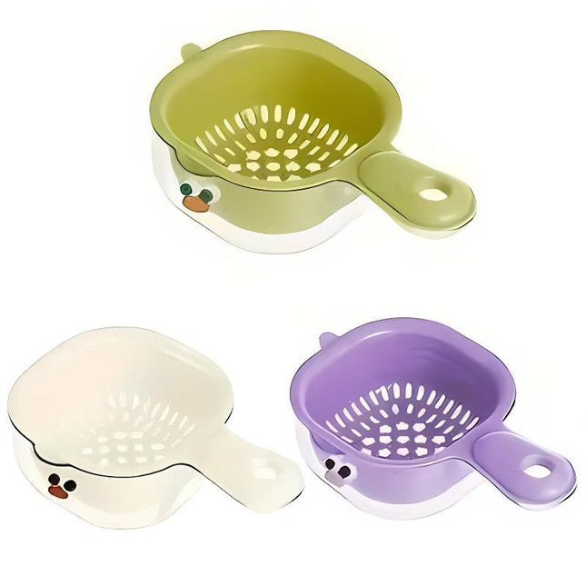 2in1 Double Layer Duckbill Draining Basket Water Vegetable Fruit Washing Basket