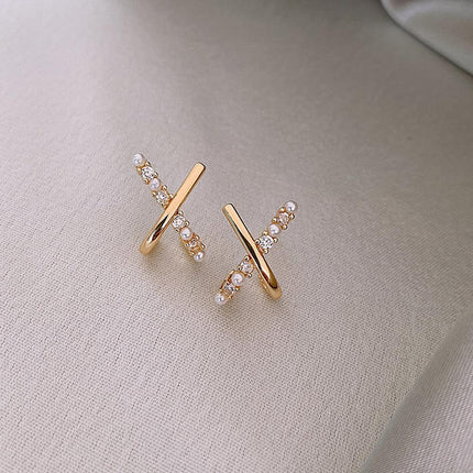 Golden Elegance Zircon Stud Earrings Women Wedding Jewelry Elegant Best Gift - Aimall