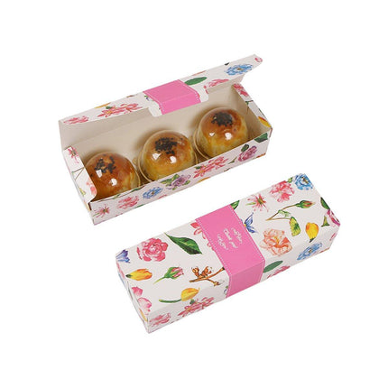 25pcs Long Strip Clamshell Packaging Box 3-Compartment Dessert Storage Box