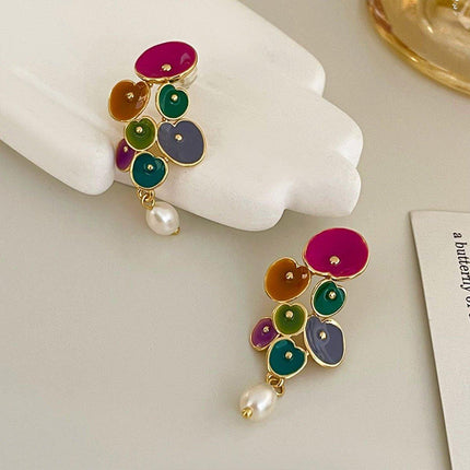 Vintage Long Pearl Coloured Earrings Elegant Matching Jewelry Women Fashion