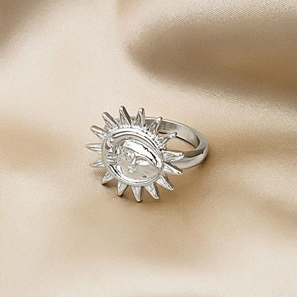4pcs Butterfly Gem Ring Set Retro Sun Relief Rings Women Fashion Jewelry