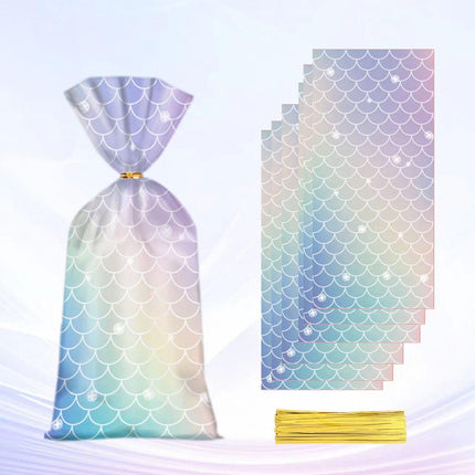 150pcs Mermaid Candy Bags for Kids Birthday Party Christmas Gift Packaging