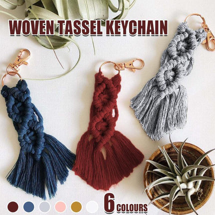 Boho Macrame Keychain with Tassel Pendant