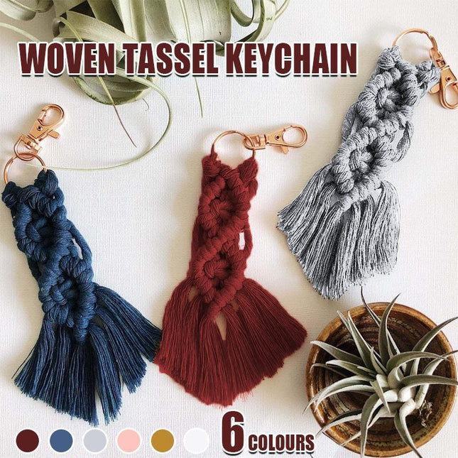 Boho Macrame Keychain with Tassel Pendant