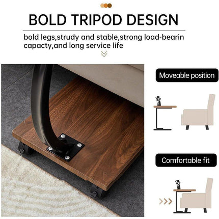 Movable Coffee Side Table Laptop Desk Bedside Sofa Tea End Table Wooden Metal