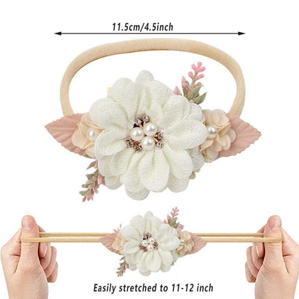 3X Baby Girl Cute Nylon Headband Flower Headwrap Elastic Turban Bows for Newborn