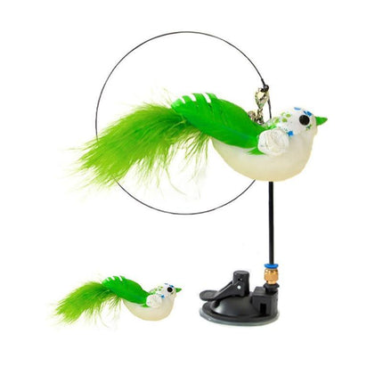 Cat Play Toy Simulation Birds Teaser Wand Interactive Stick with Suction Cup AU - Aimall