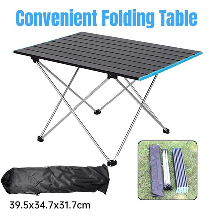 Portable Black Folding Table for Camping Trip BBQ Outdoor Picnic Stall Table