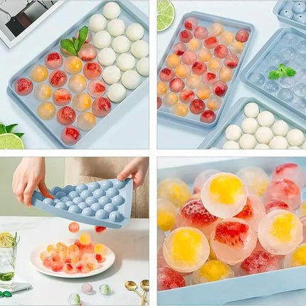 3 Layer Ice Cube Tray Mold Home Ice Compartment Press for Freezer Storage