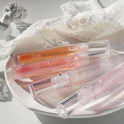 Jelly Glitter Lipstick Clear Lip Oil Moisturizing Lip Tinted Waterproof Lasting - Aimall