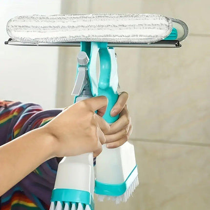 4in1 Window Cleaning Tool Multifunctional Home Wiper Glass Cleaner Scraper Kit