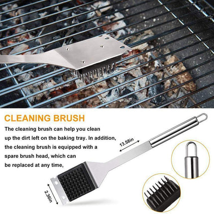 Stainless Steel BBQ Tool Set, Barbecue Grill Tool Set Storage Apron Picnic Gift - Aimall