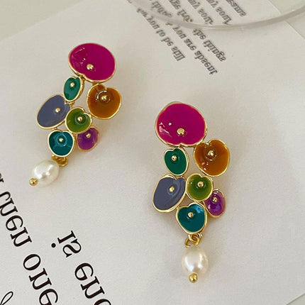 Vintage Long Pearl Coloured Earrings Elegant Matching Jewelry Women Fashion