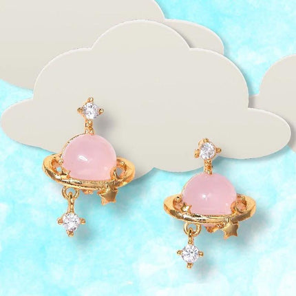 Pink Tone Minimalist Tiny Moon Star Heart Earrings Ear Bone Stud Women Jewelry - Aimall
