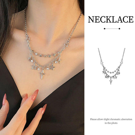 Stylish Star Tassel Geometric Necklace Chain Fashion Jewelry for Women and Girls