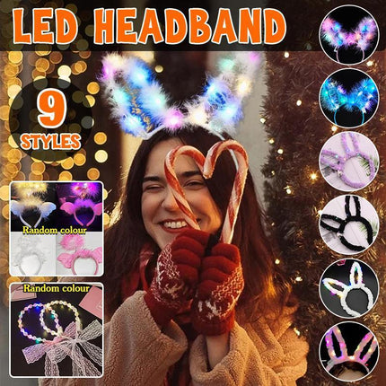 LED Bunny Ears/Angel/Pearl Headband Light Up Headpiece Cute Hair Accessory - Aimall