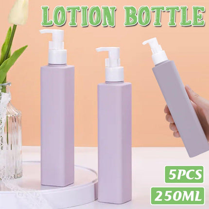 5Pcs 250ml Plastic Empty Lotion Pump Bottles Shampoo Container Dispenser PE Pump