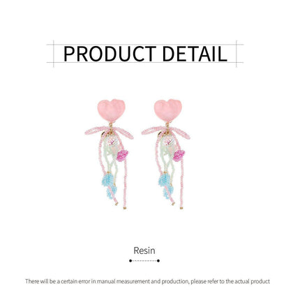 Cute Girly Pink Love Beaded Earrings Bow Bells Fashion Jewellery Women