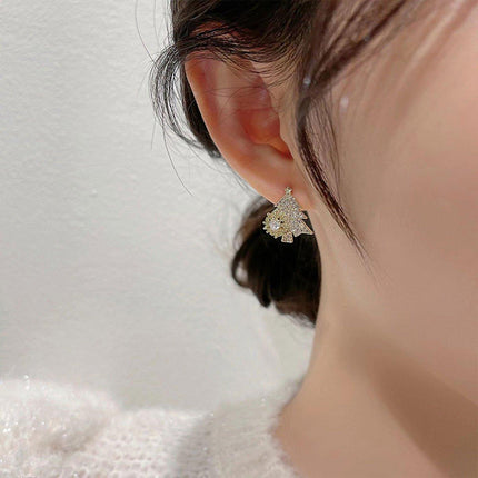 Christmas Tree Stud Earrings Women Festive Holiday Jewelry Gift Accessories