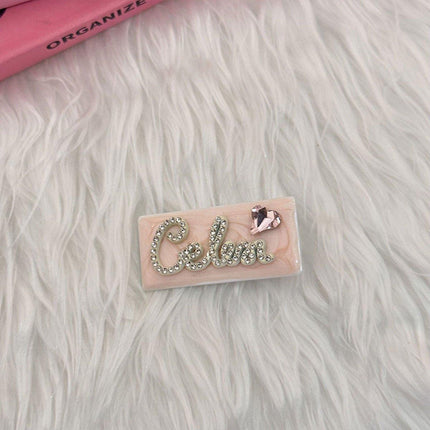 Simple and Cute Pink Metal Letter Hair Clip Accessory for Women and Girls