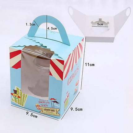 50x Assorted Color Muffin Cake Boxes with Clear Window & Handle High Quality
