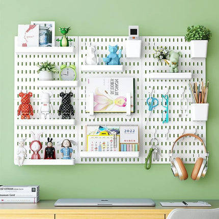 Wall Mounted Pegboard Storage Rack No Drill Organizer Tool Shelf Home Office
