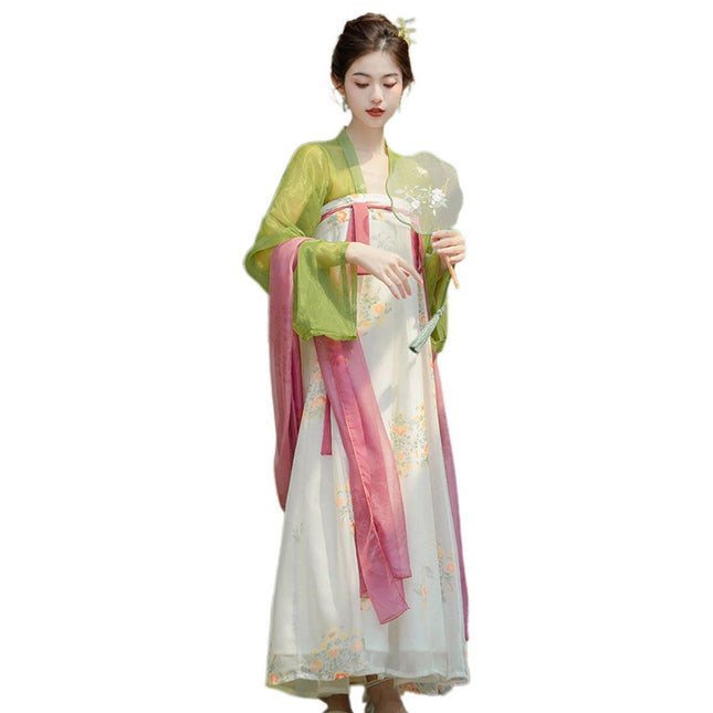 Women Chinese Style Hanfu Tea Dress Guofeng Tang Inspired Chest-length Dress