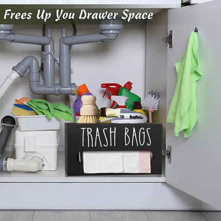 Wooden Plastic Bag Storage Box Hanging Rubbish Bag Organizer Extractable Tissue