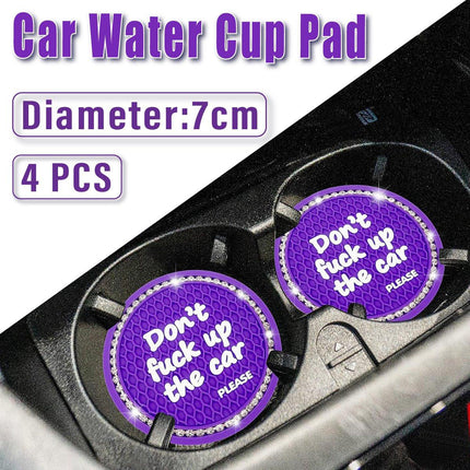 4pcs Purple Car Coasters Round Anti Slip Drink Holder Mats for Vehicle Interior