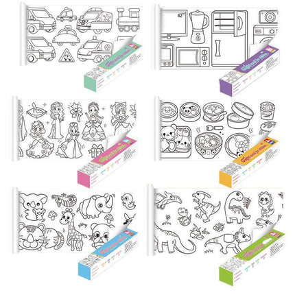Children's Drawing Roll W/12Pens,DIY Sticky Filling Paper Early Educational Gift - Aimall