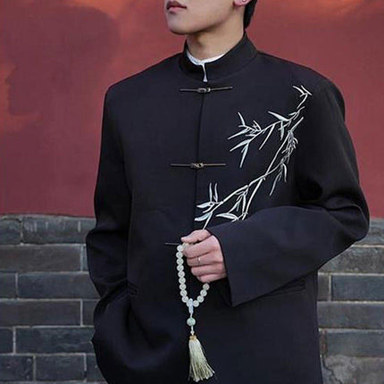 Chinese Tang Suit Jacket Mens Traditional Republic Style Mandarin Collar Coat