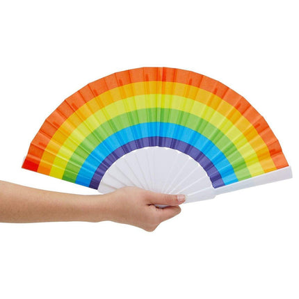 6pcs Rainbow Folding Hand Fans in Six Colors Party Decor Travel Pocket Fans