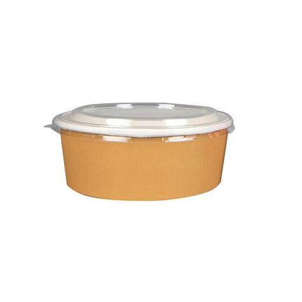 Take-Away Kraft Paper Salad Bowl Food Grade Takeout Tableware Food Bowl With Lid - Aimall