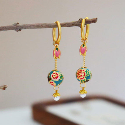 New Chinese Retro Tulip Earrings with Fringe Simple Elegant Design Jewelry