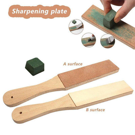 Dual Sided Leather Blade Strop Cutter Razor Sharpener Polishing Wooden Handle HG - Aimall