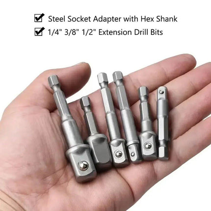 8pcs Hex Shank Socket Adapter Set 1/4 3/8 1/2 Inch Impact Driver Drill Bits