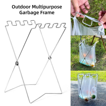 Outdoor Portable Folding Trash Bag Holder Rack for Home Kitchen and Camping Use