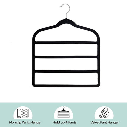 5PCS Multifunctional Non-slip Flocking Rack Multi-layer Hanger Wardrobe Storage