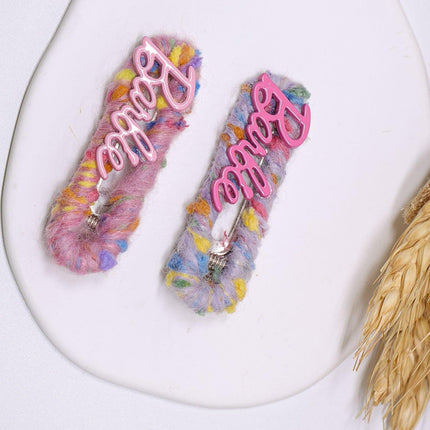 Colourful Knitted Hair Clip Fashion Hair Accessory for Women Cute Bangs Clip