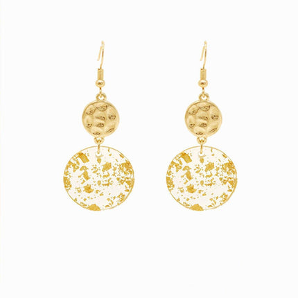 Chinese Vintage Acrylic Round Pendant Long Earrings Fashion Jewelry for Women