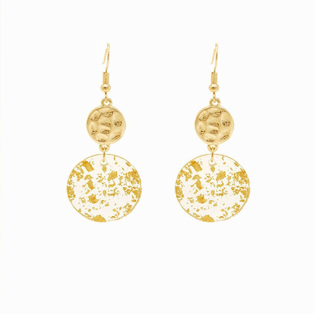 Chinese Vintage Acrylic Round Pendant Long Earrings Fashion Jewelry for Women