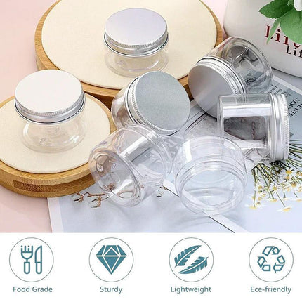 10pcs Transparent Wide Mouth Bottle Silver Lid Cream Dispenser Skincare Jars