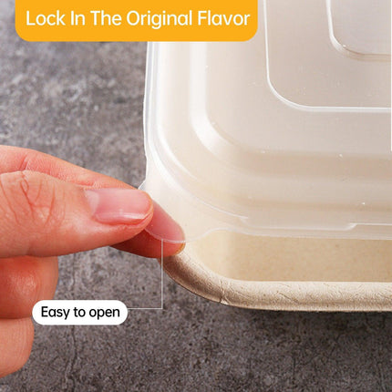 25/50pcs Biodegradable Lunch Box Microwaveable Tray with Compartment Paper Lid