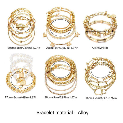 Fashion Multi Layer Tassel Bracelet Set Retro European American Style Jewelry