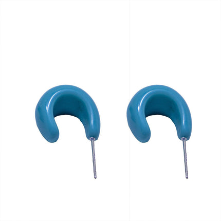Candy Colour Letter C Stud Earrings Minimalist Design Fashion Jewellery Women