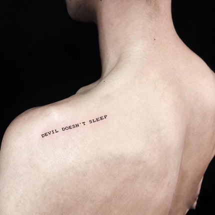Devil Does Not Sleep English Tattoo Darkly Temporary Body Art Sticker Waterproof - Aimall