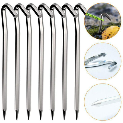 12PCS Tent Pegs Steel Ground Camping Stakes Outdoor Nail 6mm Heavy Duty New - Aimall