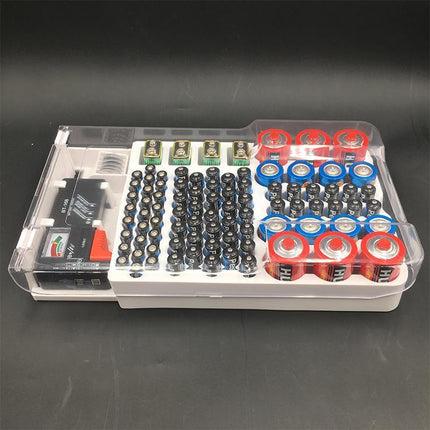 93 Slot Battery Storage Organizer Holder with Tester-Battery Caddy Rack Case Box - Aimall