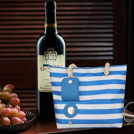 Wine Bag Picnic Tote Striped Outdoor Beach Camping Storage Bag Portable Travel